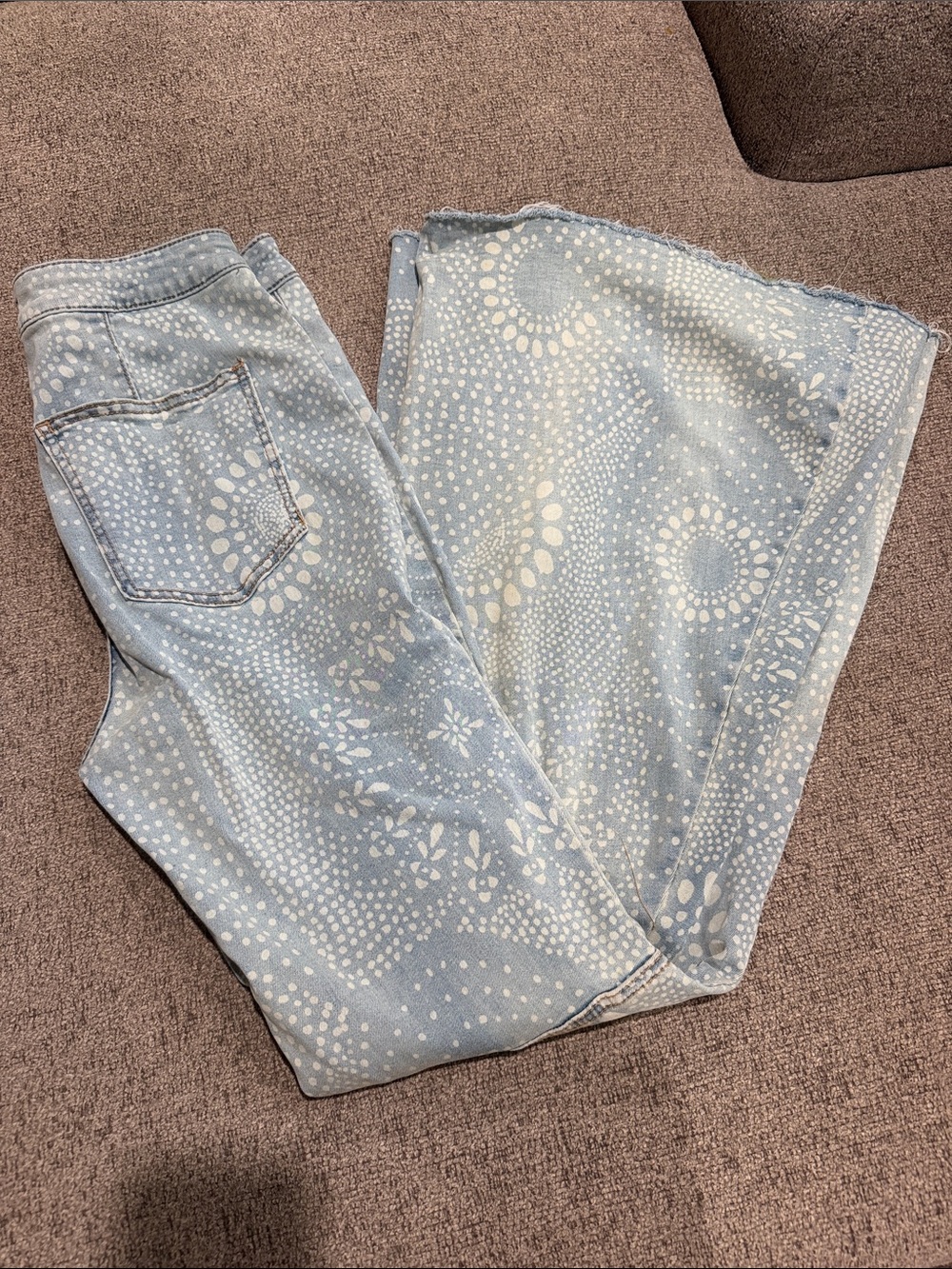 We The Free Light Blue Denim Jeans with White Dot Print